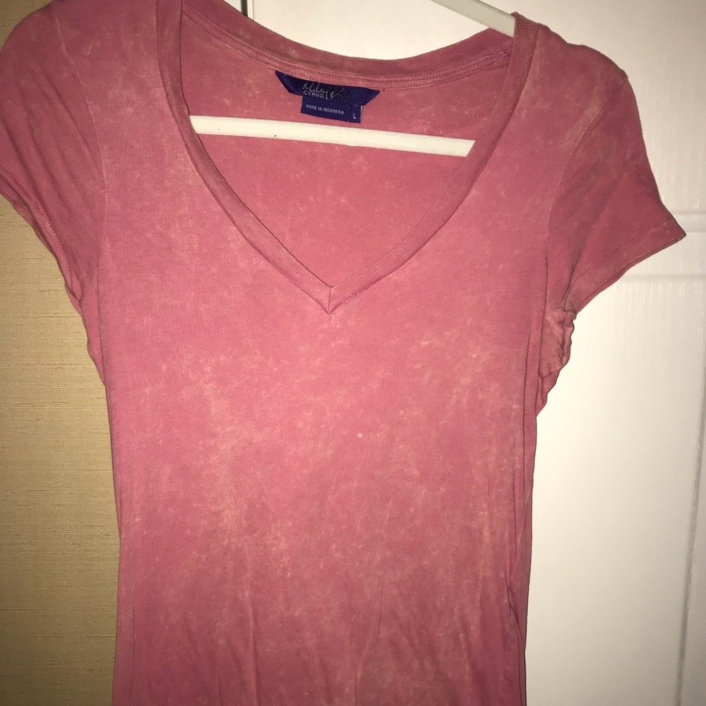 Miley Cyrus Max Azria pink v neck top. Size L